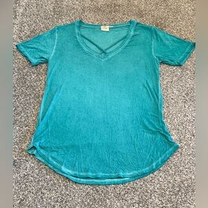 White Crow Jersey Crossroads Teal V-Neck Short Sleeve Tee XS